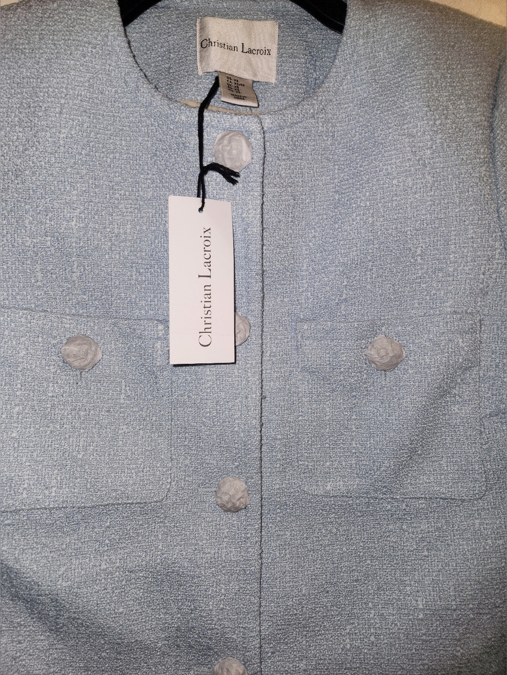 MSRP$325 NWT Christian Lacroix Tweed Bouclé Jacket Blazer Light Chanel Style - Picture 16 of 16
